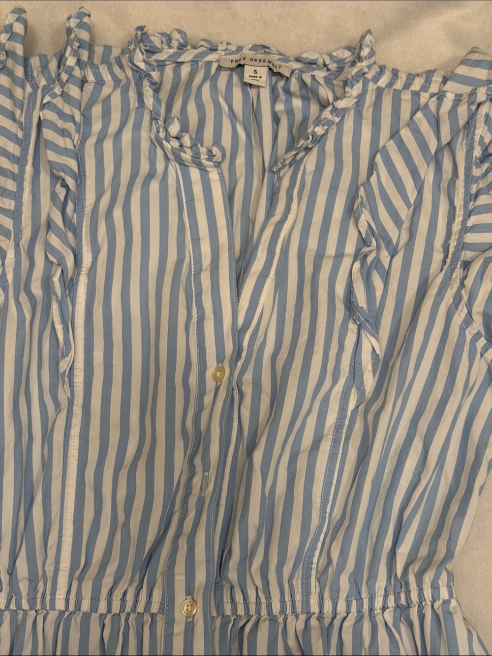 Striped Blue and White Sleeveless Maxi Dress - Picture 2 of 3